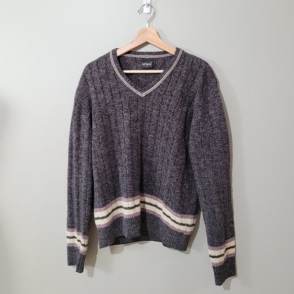 Vintage 90s purple v neck ribbed sweater - Picture 8 of 11